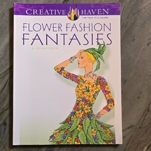 Creative Haven Flower Fashion Fantasies Coloring Book